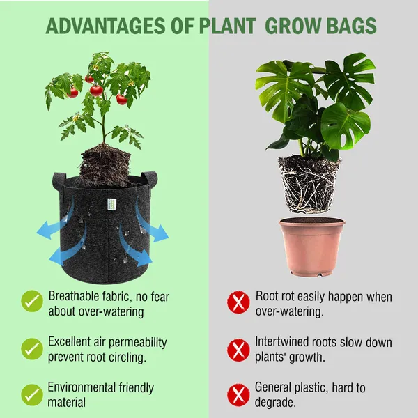 Pack_Of_5_Dark_Grey_Geo_Fabric_Plant_Grow_Bag_12X12_In_400_Gsm