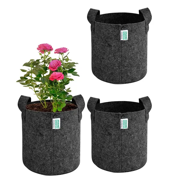 Pack_Of_3_Dark_Grey_Geo_Fabric_Plant_Grow_Bag_9X9_In_400_Gsm