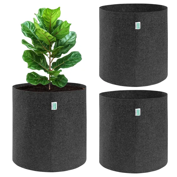 Pack_Of_3_Dark_Grey_Geo_Fabric_Plant_Grow_Bag_18_X_18_In_400_Gsm