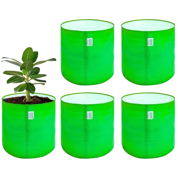 Pack_Of_5_Green_Hdpe_Circular_Grow_Bag_9X12_In_260_Gsm