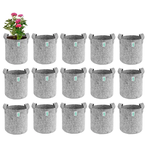 Pack_Of_15_Grey_Geo_Fabric_Plant_Grow_Bag_10X10_In_400_Gsm