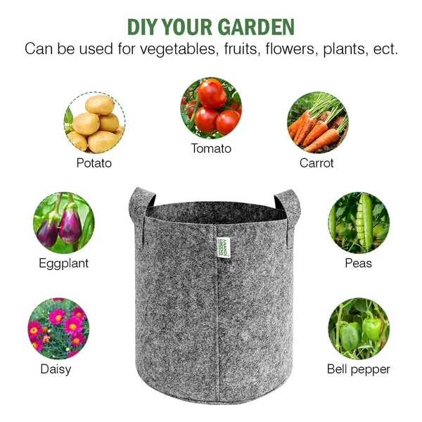 Pack_Of_5_Grey_Geo_Fabric_Plant_Grow_Bag_15X15_In_400_Gsm