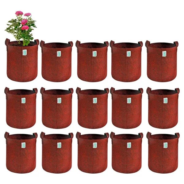 Pack_Of_15_Maroon_Geo_Fabric_Plant_Grow_Bag_10X10_In_400_Gsm
