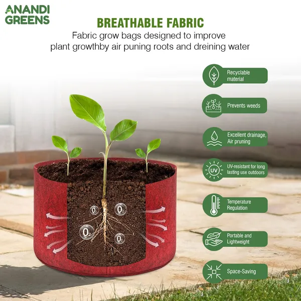 Maroon_Geo_Fabric_Plant_Grow_Bag_12X6_In_400_Gsm