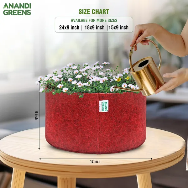 Pack_Of_3_Maroon_Geo_Fabric_Plant_Grow_Bag_12X6_In_400_Gsm