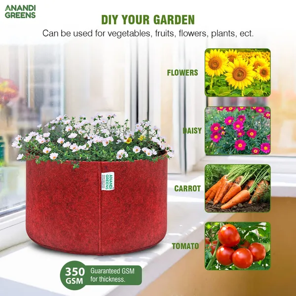 Pack_Of_5_Maroon_Geo_Fabric_Plant_Grow_Bag_400_Gsm