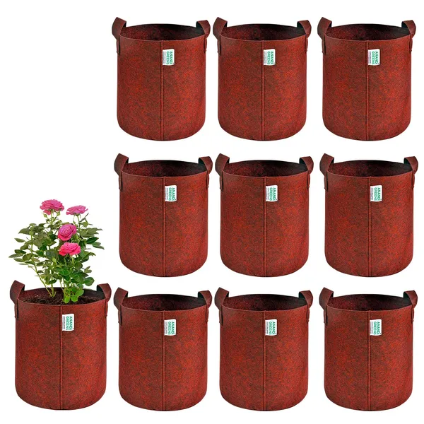 Pack_Of_10_Maroon_Geo_Fabric_Plant_Grow_Bag_15X15_In_400_Gsm