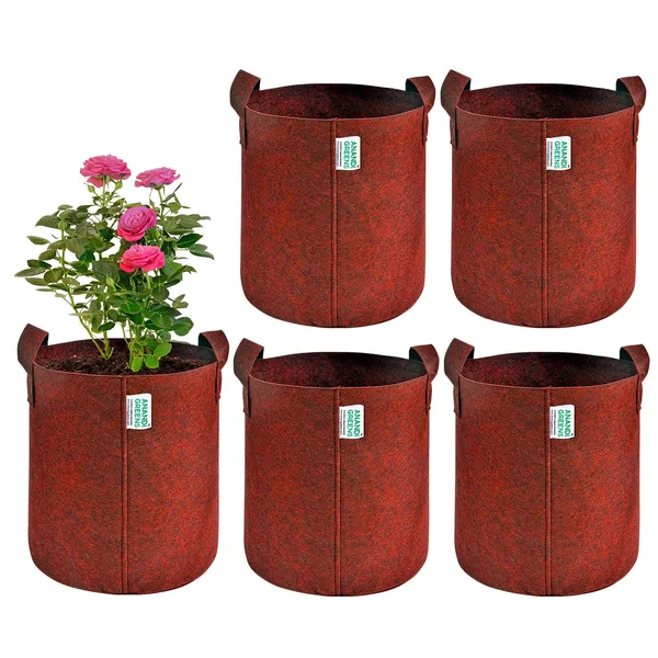 Pack_Of_5_Maroon_Geo_Fabric_Plant_Grow_Bag_15X15_In_400_Gsm