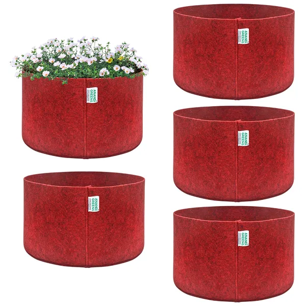 Pack_Of_5_Maroon_Geo_Fabric_Plant_Grow_Bag_18X6_In_400_Gsm