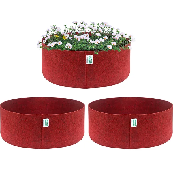 Pack_Of_3_Maroon_Geo_Fabric_Plant_Grow_Bag_24X9_In_400_Gsm