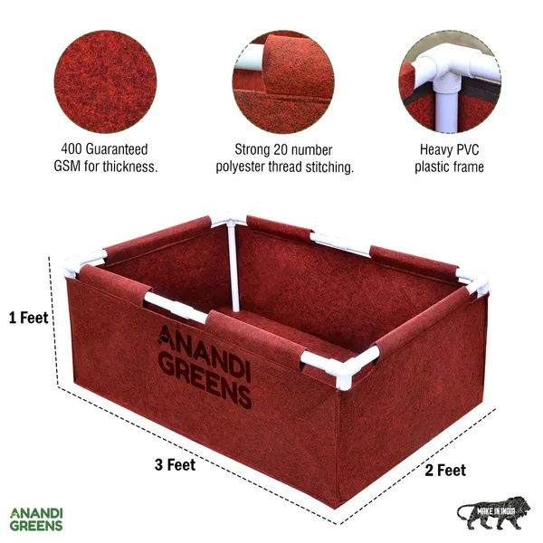 Maroon_Geo_Fabric_Rectangular_Grow_Bag_3X2X1Ft_(400_Gsm)