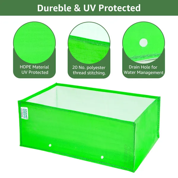 Pack_Of_10_Green_Hdpe_Rectangle_Grow_Bag_15X6X6_In_260_Gsm