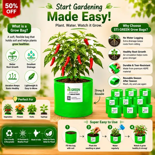 Pack_Of_10_Green_Hdpe_Rectangle_Grow_Bag_15X6X6_In_260_Gsm