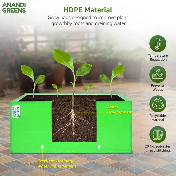 Pack_Of_8_Green_Hdpe_Rectangle_Grow_Bag_15X6X6_In_260_Gsm