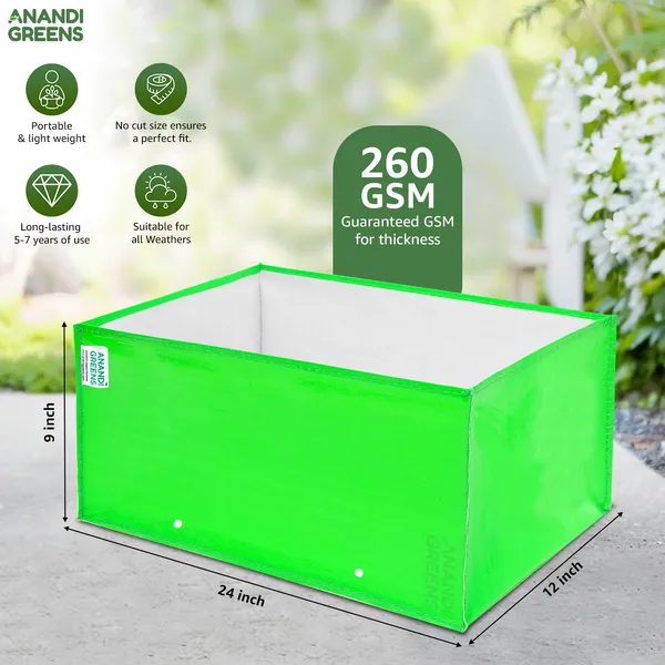 Pack_Of_3_Green_Hdpe_Rectangular_Grow_Bag_24X12X9_In_260_Gsm