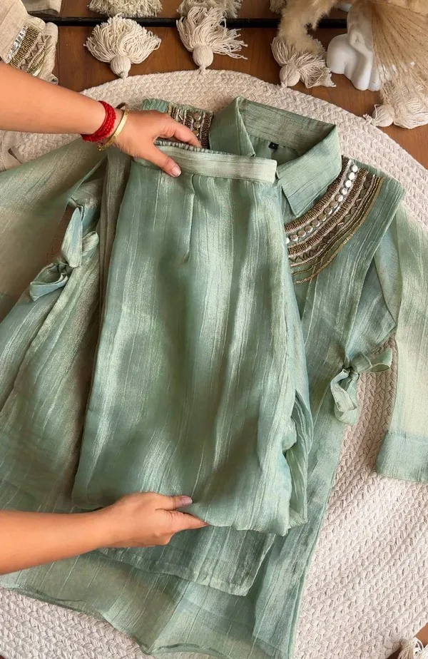 3_Piece_Cord_Set_Salsa_Crushed_Hand_Work_Shrug_Set_Green
