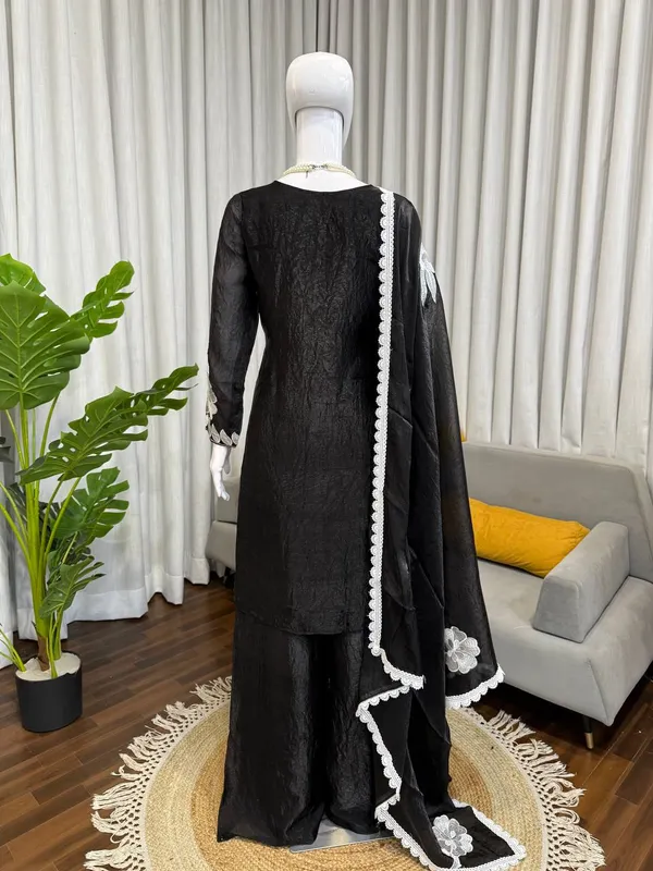 Black_White_Embroiderd_Suit_With_Pant_And_Dupatta_Set_|_For_Women