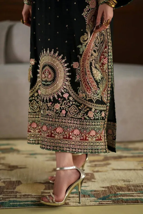 Biscuit_Slub_Kashmiri_Kaftan_Pant_Ethnic_Set_Black
