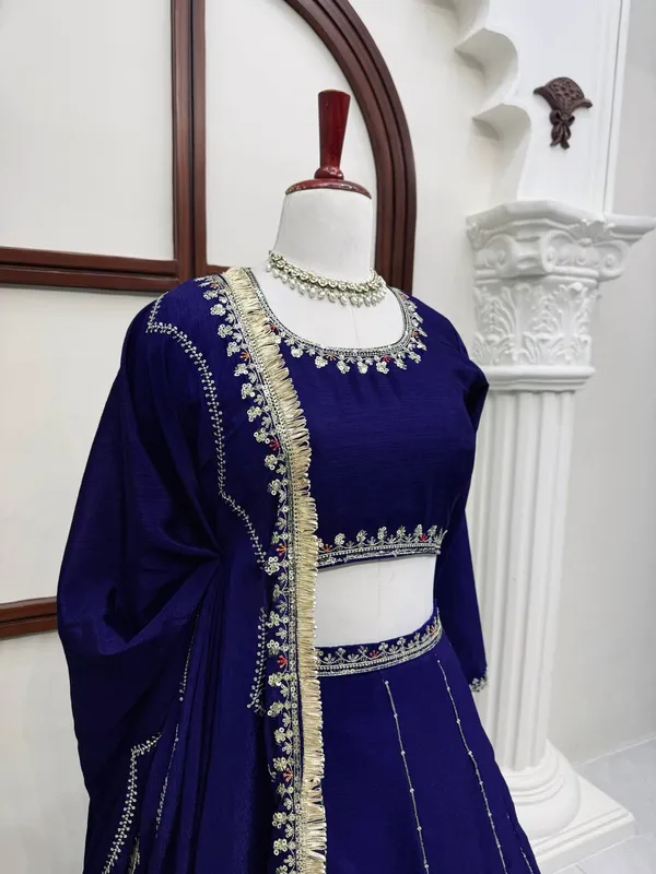 Blue_Chinon_Silk_Lehenga_Set