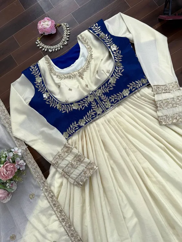 Cream_Royale_Blue_Belt_Anarkali_Set_for_Women