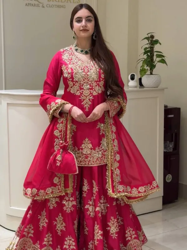 Chinon_Silk_3_Piece_Set_with_Thread_Sequence_Work_and_Lace_Dupatta_Maroon