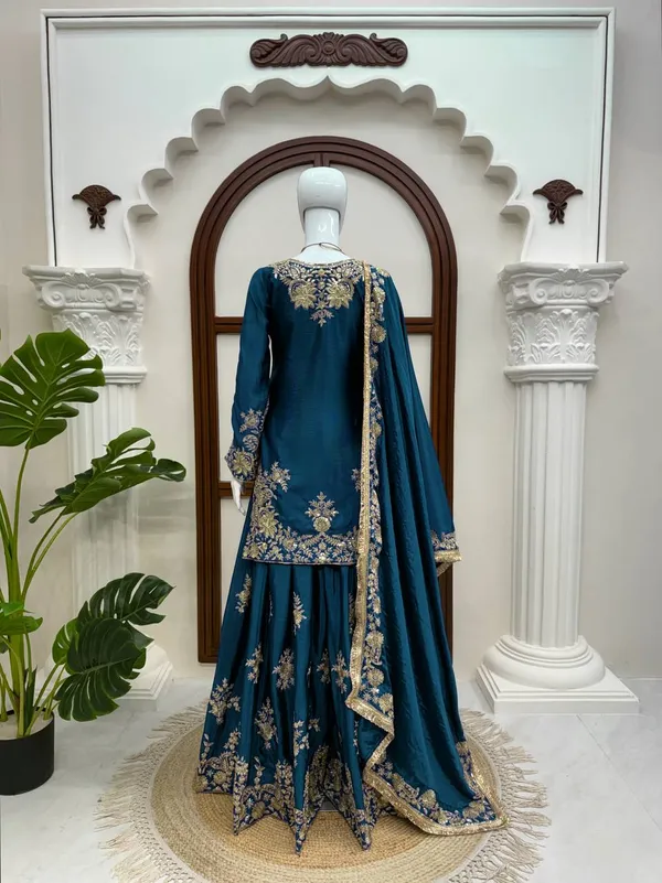 Chinon_Silk_3_Piece_Set_with_Thread_Sequence_Work_and_Lace_Dupatta_Navy_Blue