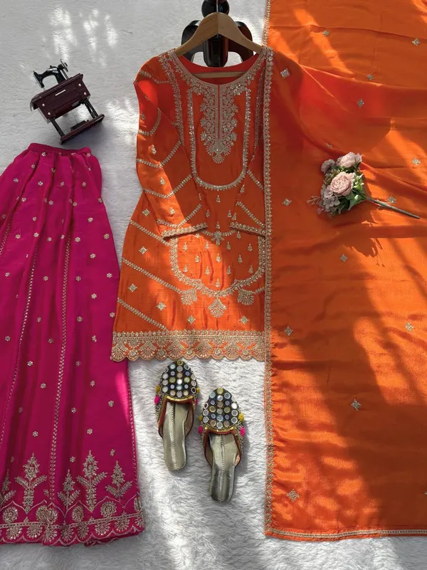 Orange_&_Pink_Festive_Sharara_Suit_Set_for_Women