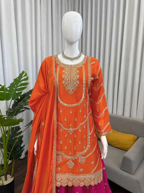 Orange_&_Pink_Festive_Sharara_Suit_Set_for_Women