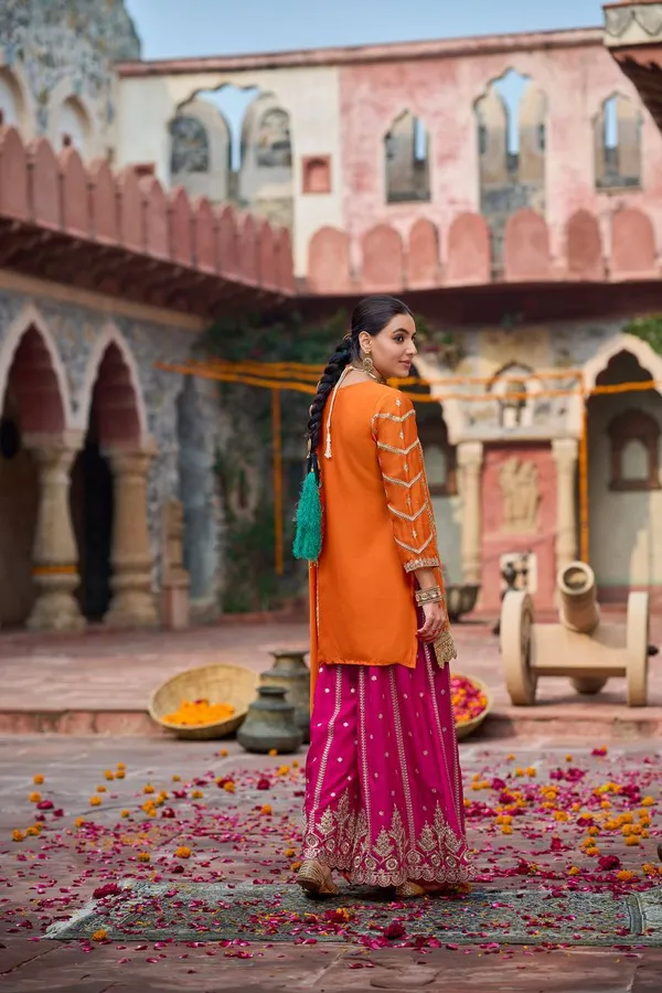 Orange_&_Pink_Festive_Sharara_Suit_Set_for_Women
