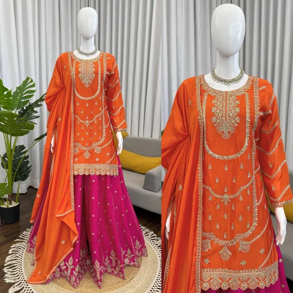 Orange_&_Pink_Festive_Sharara_Suit_Set_for_Women