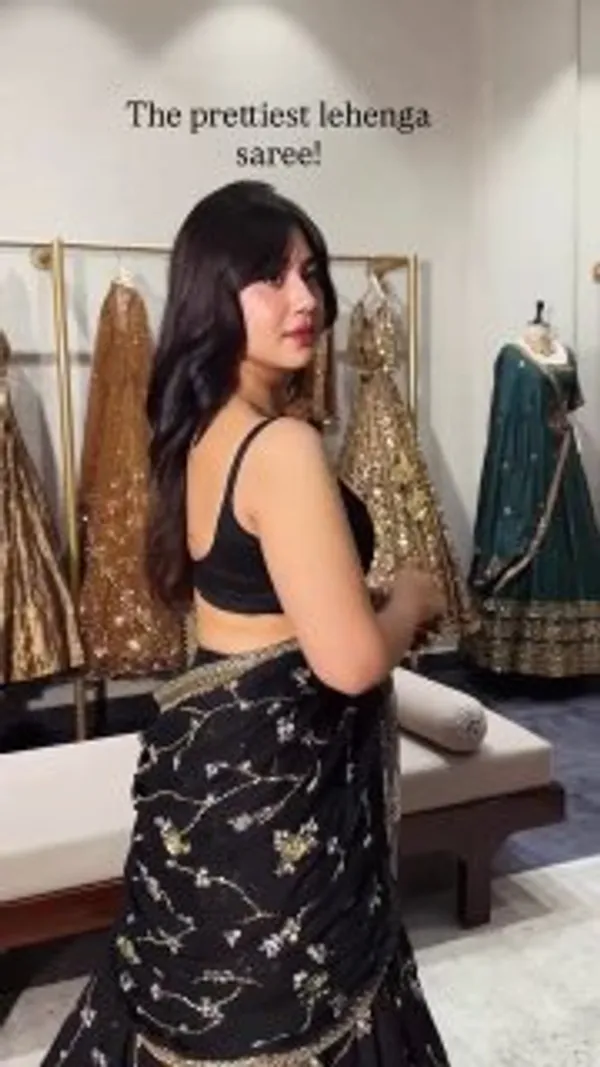 Designer_Faux_Georgette_Ready_to_Wear_Lehenga_Saree_with_Dupatta_Black