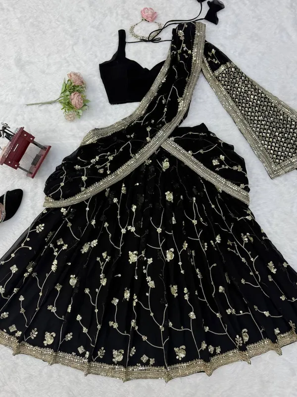 Designer_Faux_Georgette_Ready_to_Wear_Lehenga_Saree_with_Dupatta_Black