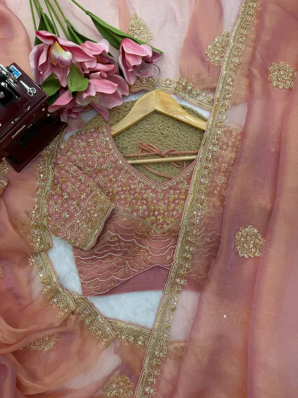 Designer_Salsa_Silk_Saree_with_Pearl_Heavy_Beads_Handwork_Blouse