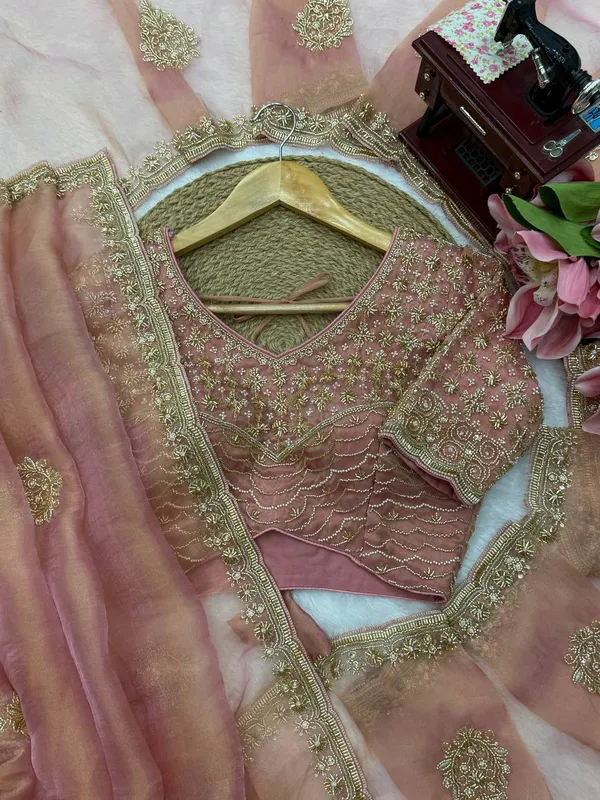 Designer_Salsa_Silk_Saree_with_Pearl_Heavy_Beads_Handwork_Blouse