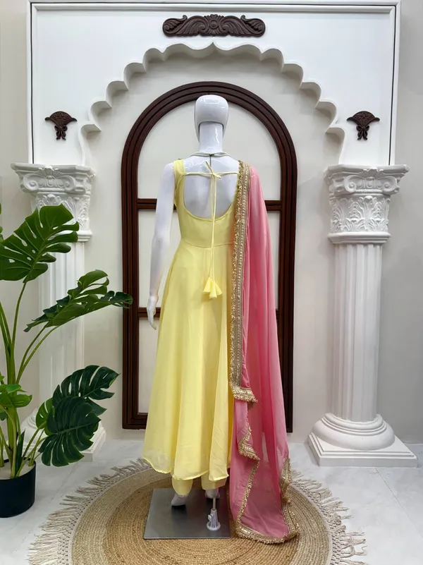 Faux_Georgette_Anarkali_Set_with_Fancy_Lace_Stone_Work_Dupatta_Yellow