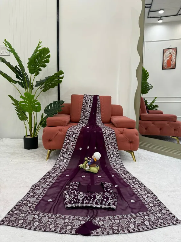Faux_Georgette_Maroon_Saree