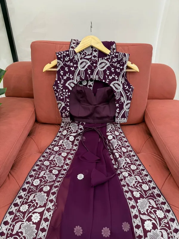 Faux_Georgette_Maroon_Saree
