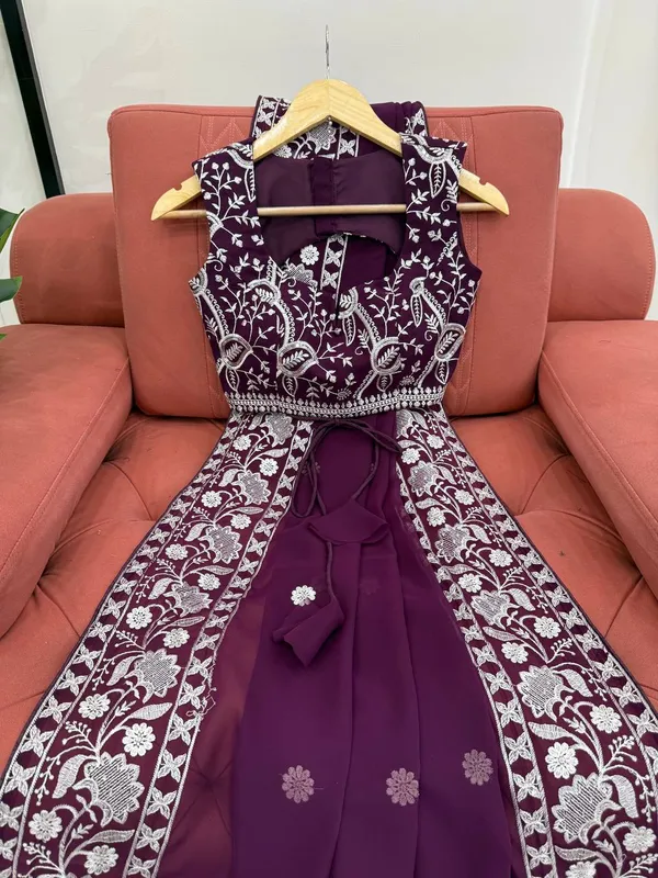 Faux_Georgette_Maroon_Saree