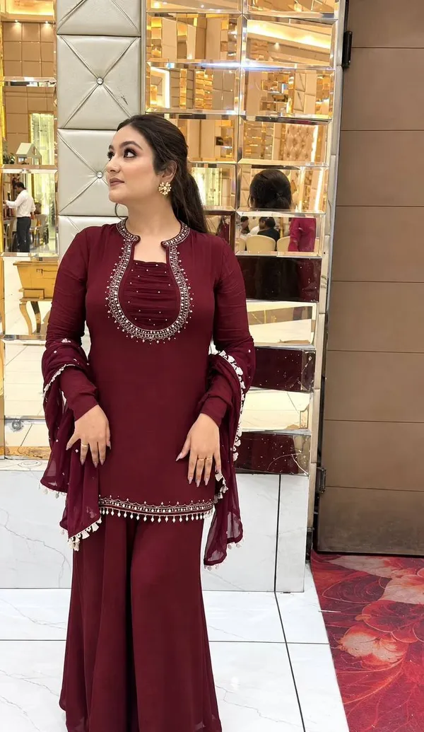 Faux_Georgette_Maroon_Set