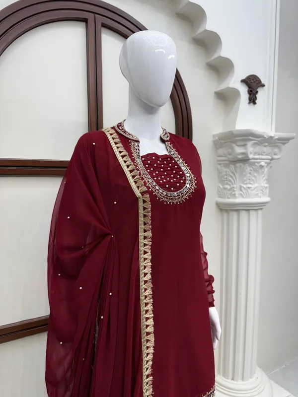 Faux_Georgette_Maroon_Set