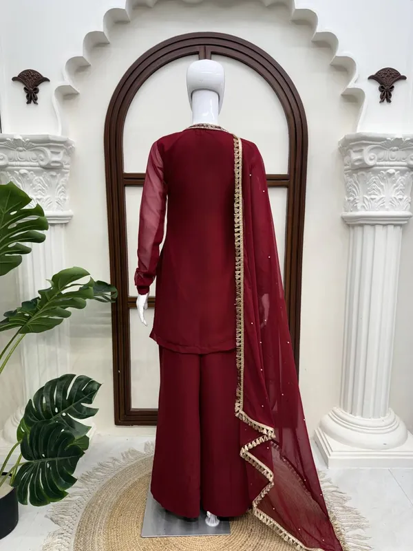 Faux_Georgette_Maroon_Set