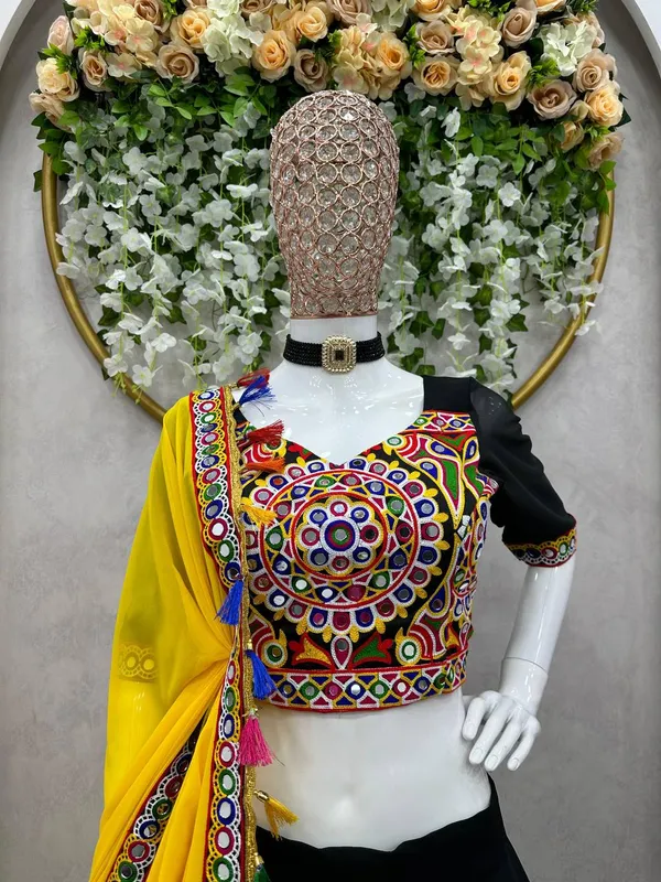 Faux_Georgette_Mirror_Work_Lehenga_Set