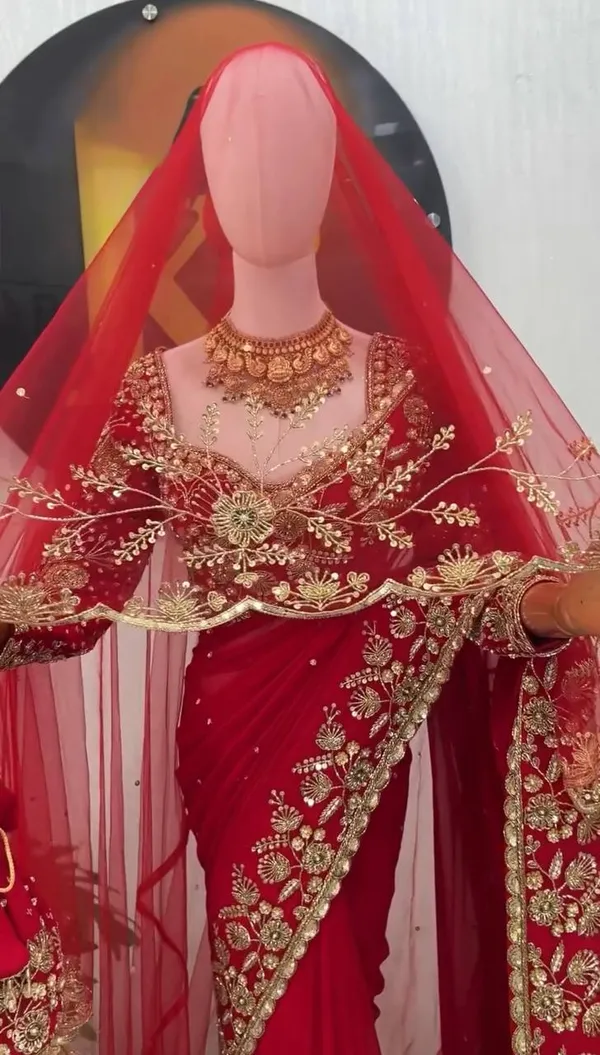 Faux_Georgette_Red_Saree