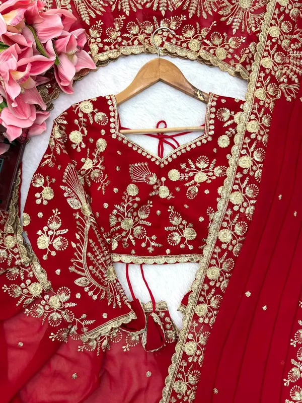 Faux_Georgette_Red_Saree