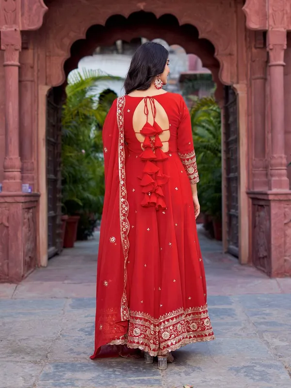Faux_Georgette_Red_Women_Set
