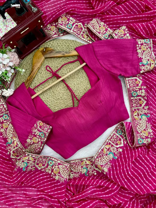 Faux_Georgette_Saree_Stylish_Casual_Wear_Set_Pink