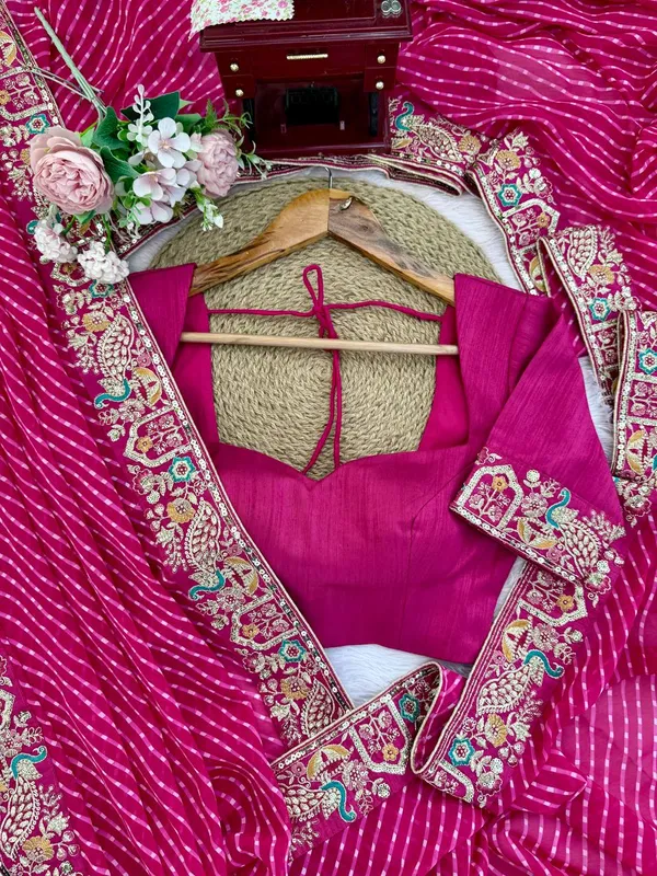 Faux_Georgette_Saree_Stylish_Casual_Wear_Set_Pink