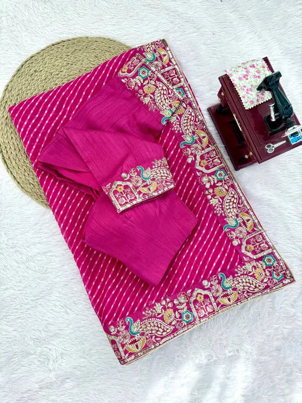 Faux_Georgette_Saree_Stylish_Casual_Wear_Set_Pink