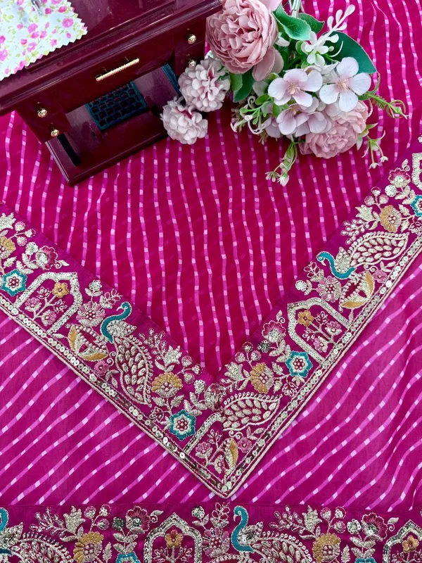 Faux_Georgette_Saree_Stylish_Casual_Wear_Set_Pink