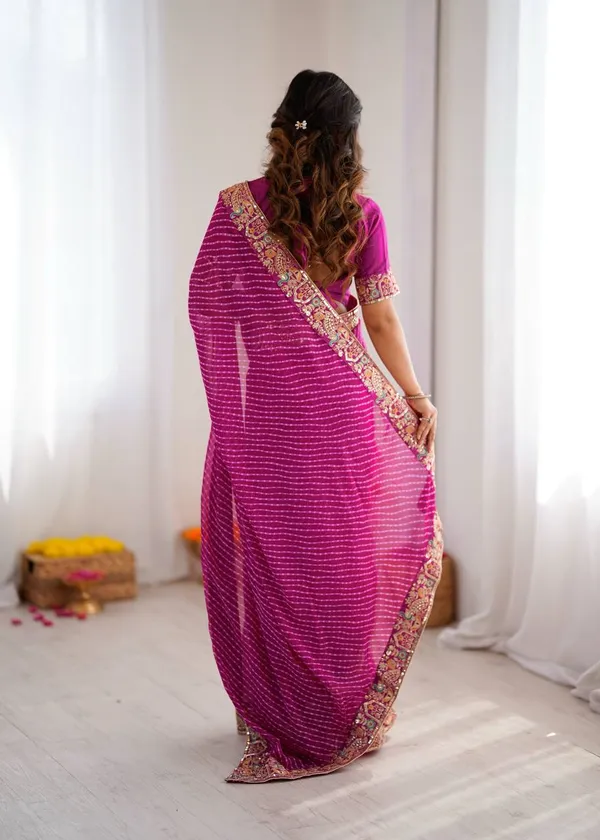 Faux_Georgette_Saree_Stylish_Casual_Wear_Set_Pink